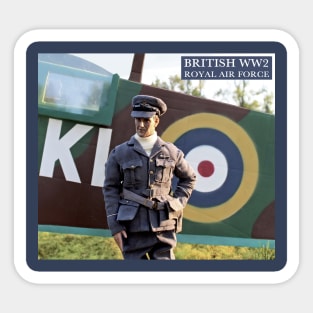 British WW2 RAF Pilot Posing with Spitfire Sticker